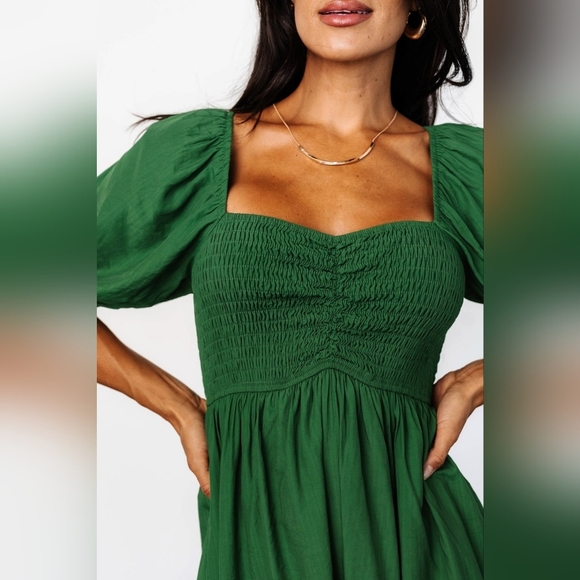 Baltic Born | Stefania Midi Dress In Green Size Medium NWOT - Picture 2 of 11